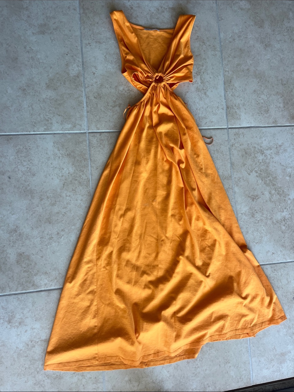 Size Small Bright Orange Knot-Front Maxi Dress